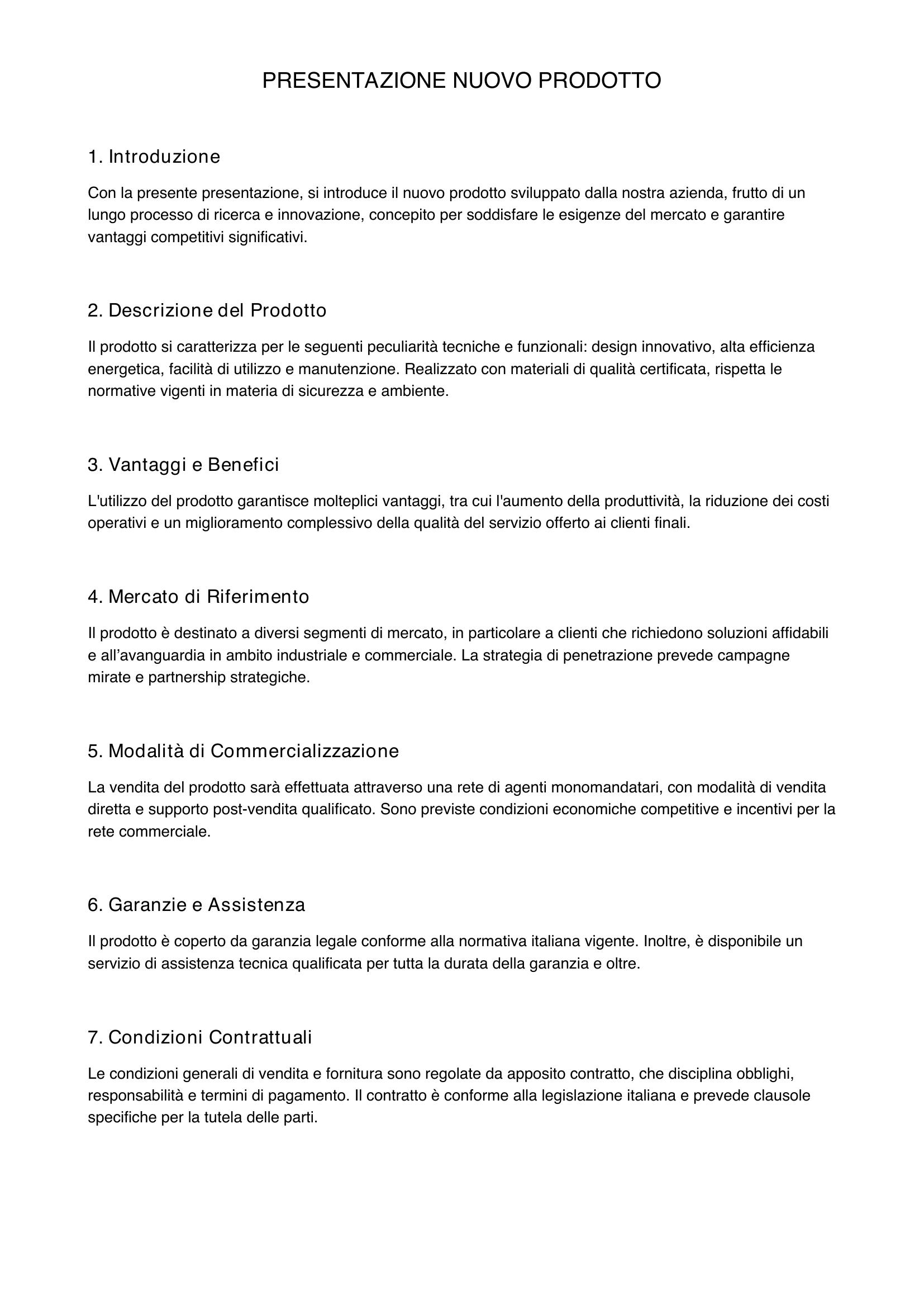 Esempio Presentazione Nuovo Prodotto